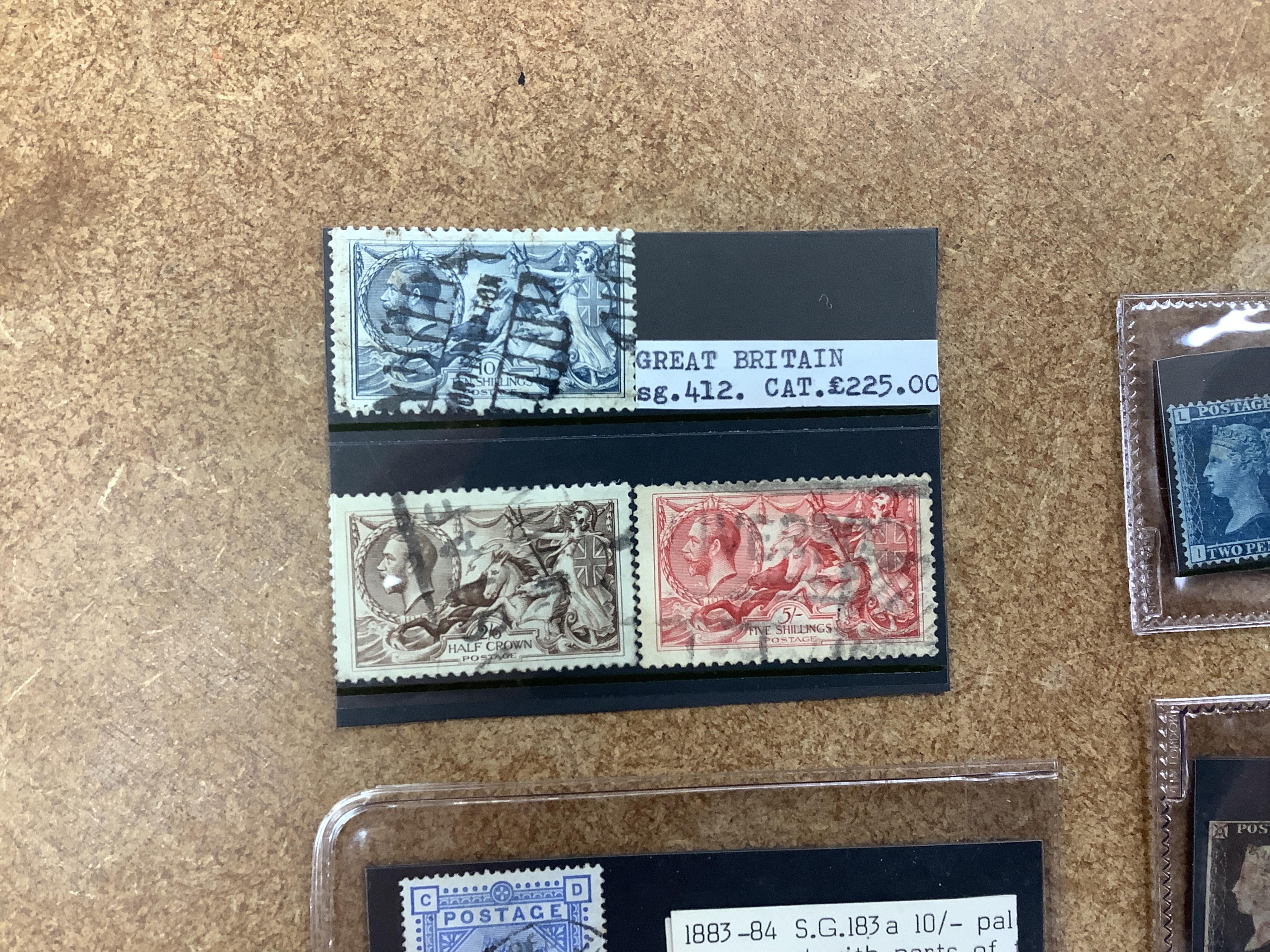 Nine stamps including Penny Blues and Penny Blacks